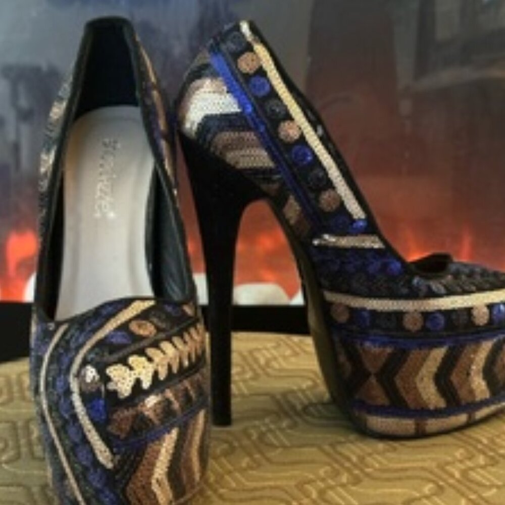 Unique sequin 6 inch heels